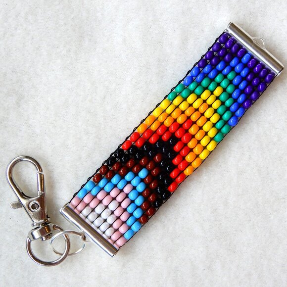 Pride Progress bead keychain, handmade, 30% to charity - Picture 4 of 4